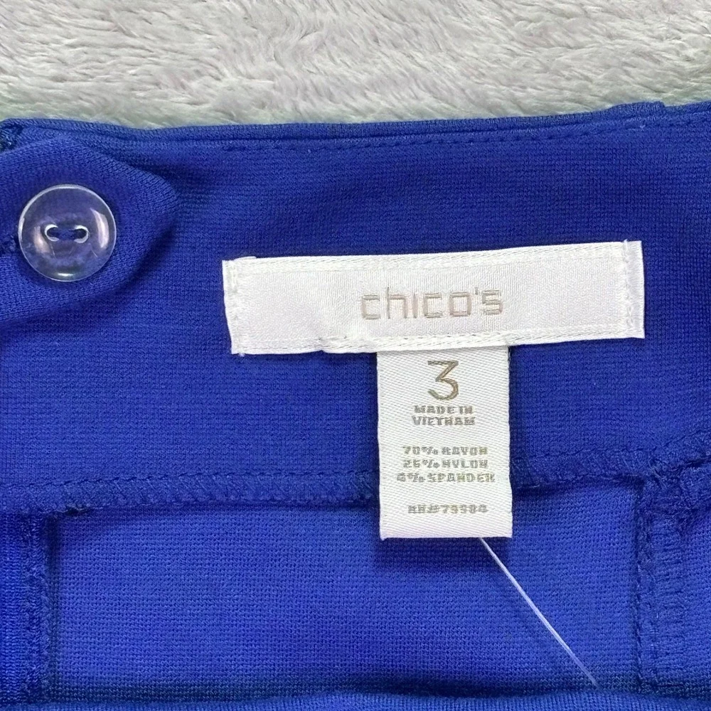 NWT Chico's‎ Women Skirt Sz 3 Blue Grotto Solid Seamed Ponte Pencil Skirt